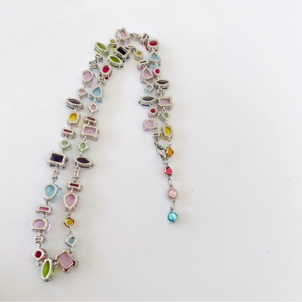 New in Box $520 Swarovski Gema Rainbow Crystals Rhodium Plated Necklace - Picture 9 of 12